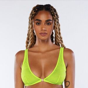 Savage X‎ Fenty Size Small Flocked Logo Bralette  Acid Green NWT